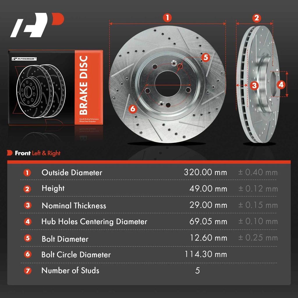 Front Drilled Brake Rotors for Kia Sedona (2015–2021)