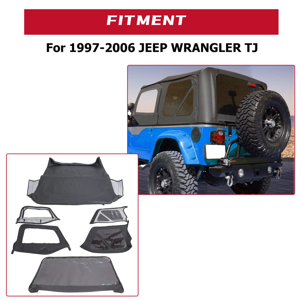 Set of 6 Soft Top & Upper Skins for Jeep Wrangler TJ (1997–2006)