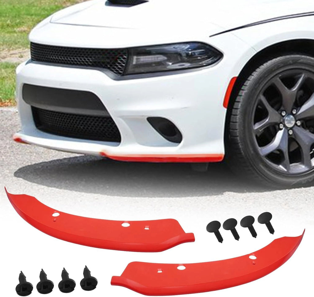 2X Red Front Bumper Lip Splitter Trim for Dodge Charger SRT (2015–2022)