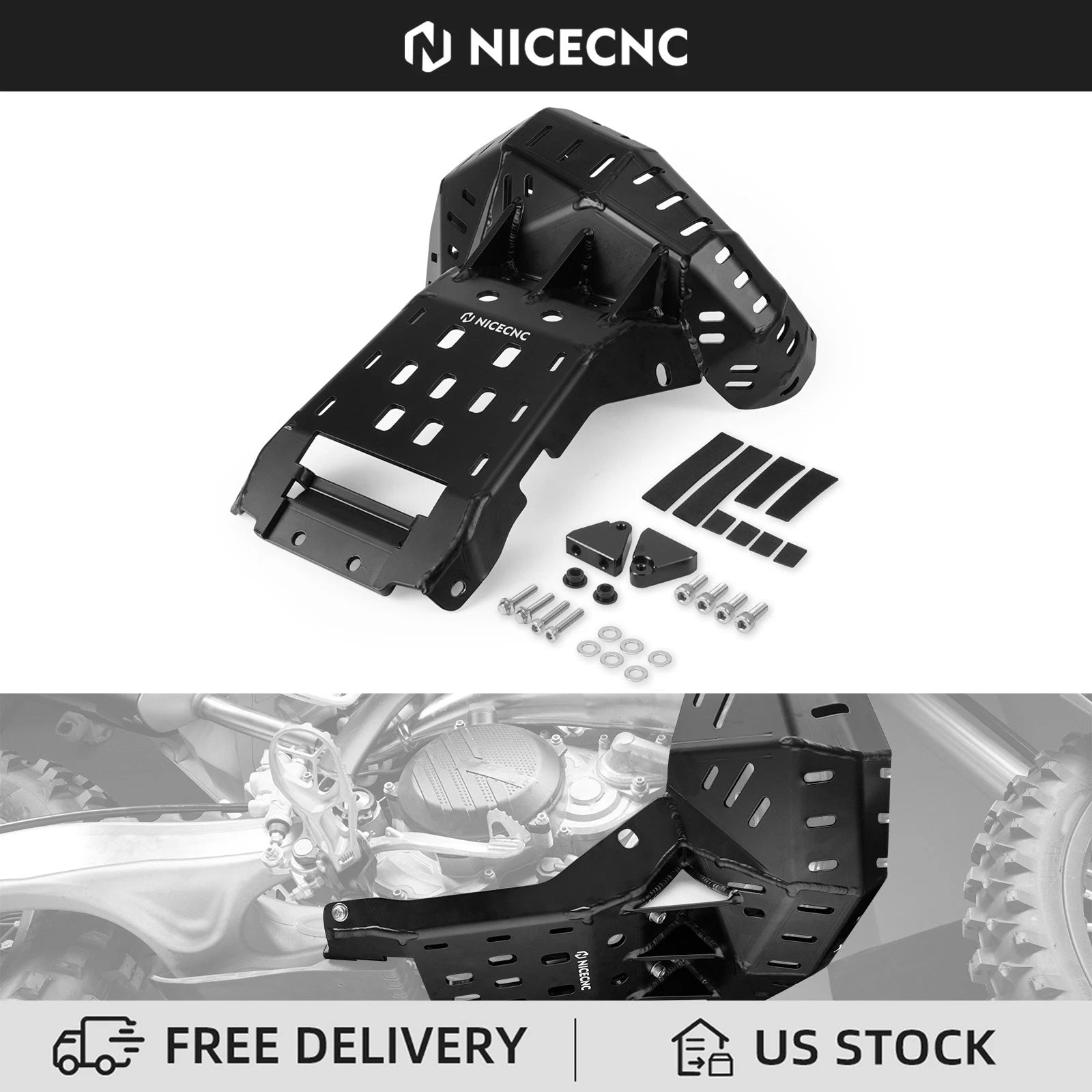 Skid Plate with Pipe Guard for GasGas EC250 MC EX EC 250 300 (2024–2025)