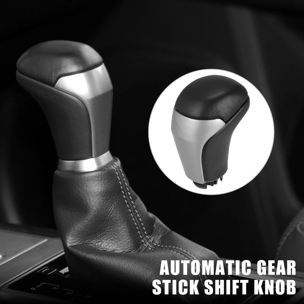 Automatic Gear Shift Knob for Toyota Tacoma (2016–2023) - Black Faux Leather, Silver Tone
