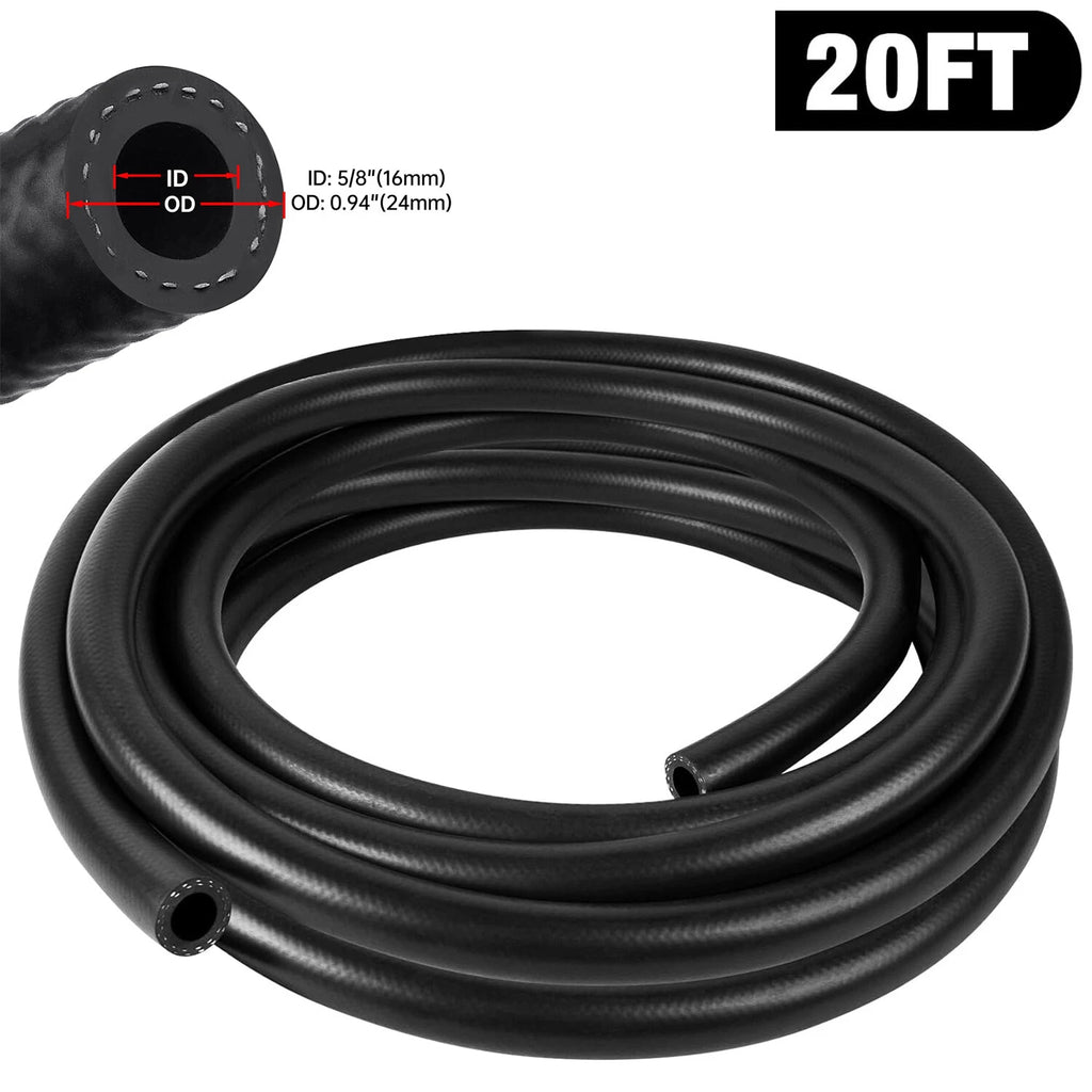 5/8" ID Fuel Line Hose for Automotive Use (NBR Rubber) (20 ft)