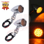 2X LED Chrome Turn Signal Indicators for Motorcycle (12V)