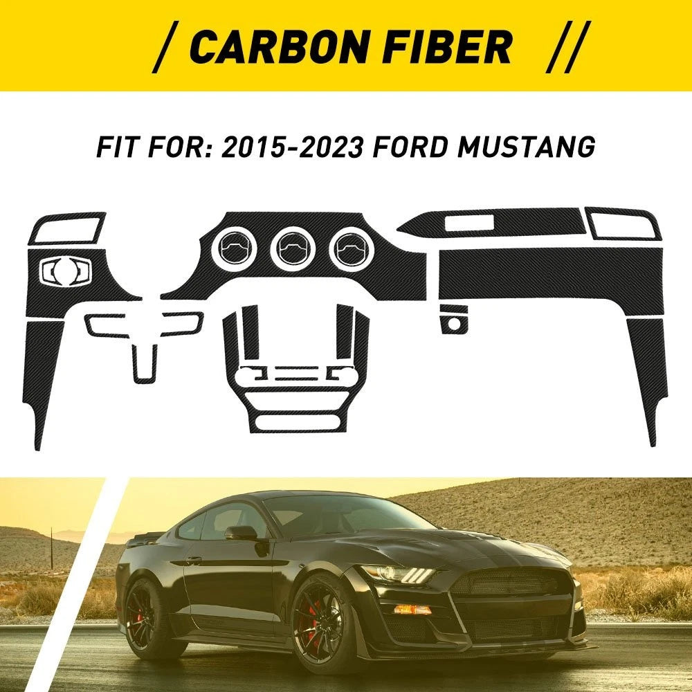 Carbon Fiber Interior Dashboard Trim Set for Ford Mustang (2015–2023)