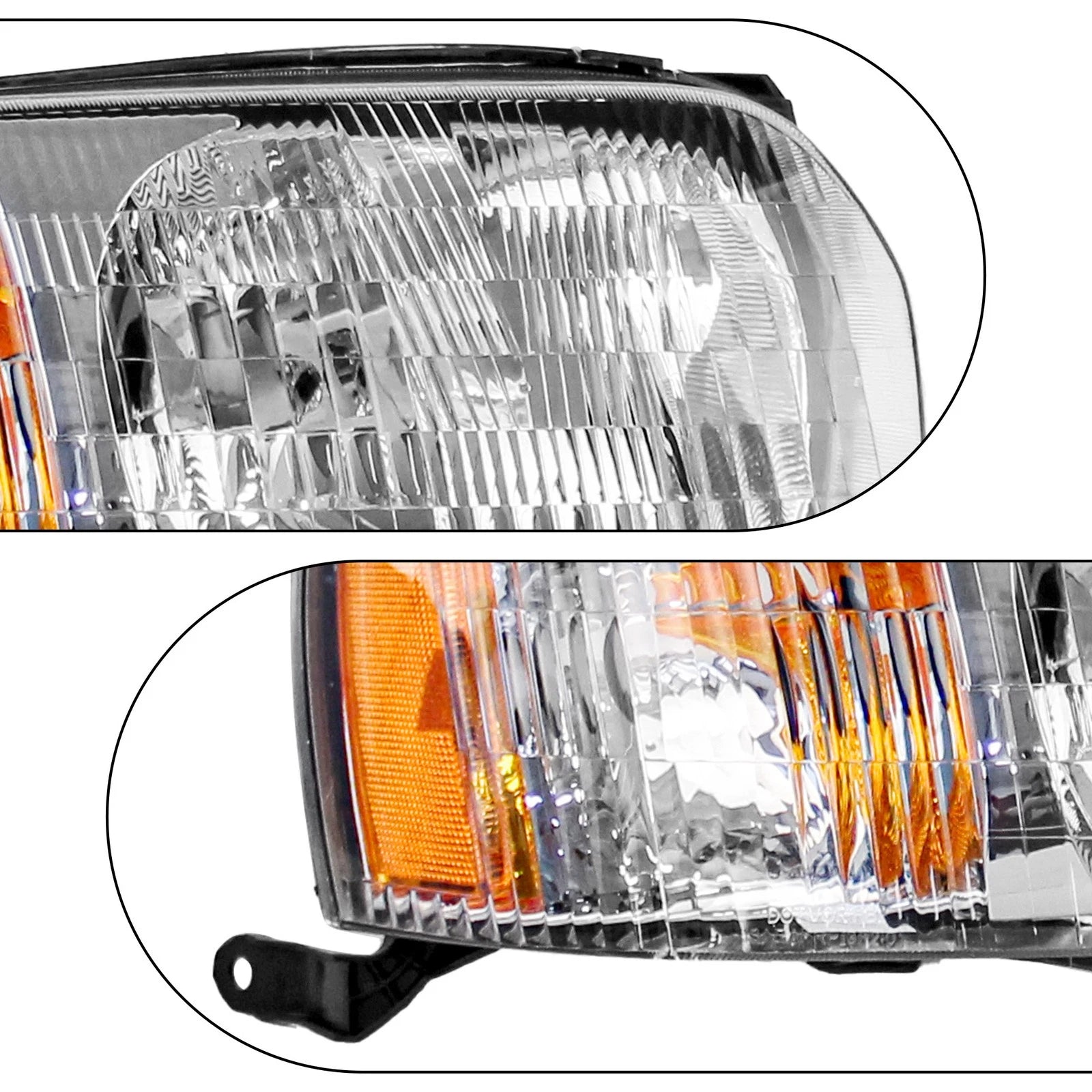 Set of 2 Headlight Lamp Assemblies for Ford Escape (2001-2004) Chrome