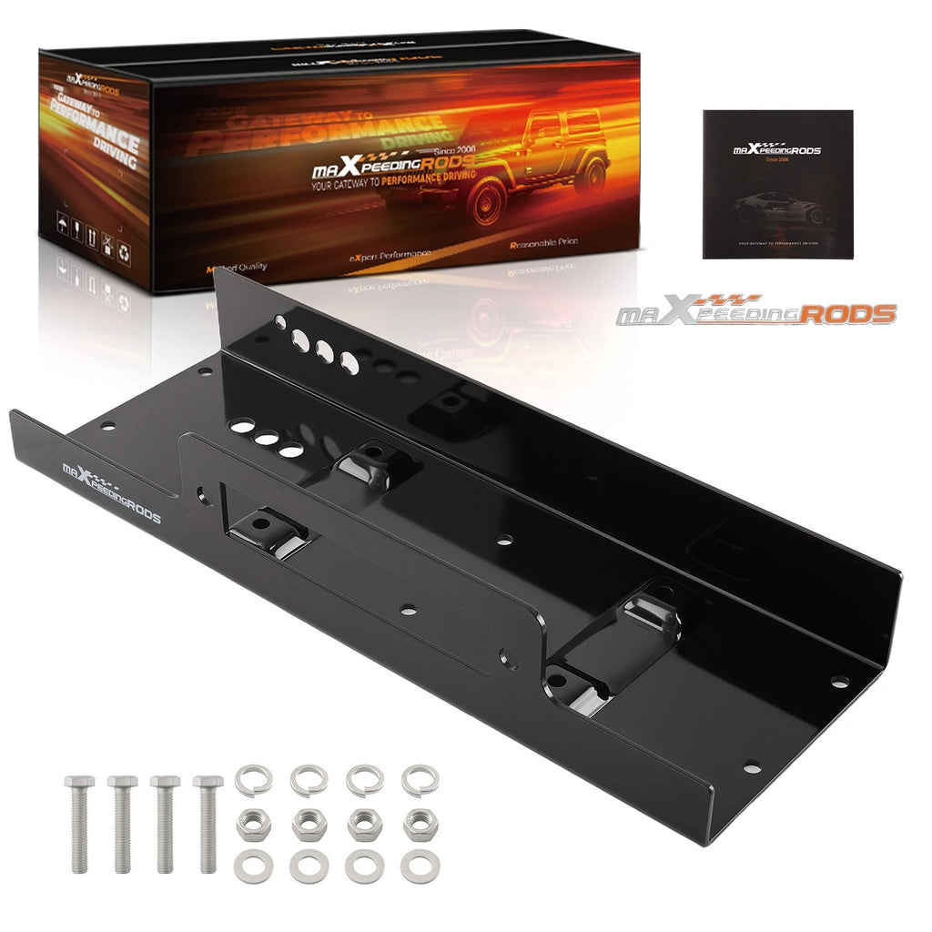 Winch Mounting Plate for ATV UTV Truck SUV (10x4.5 Steel Black)