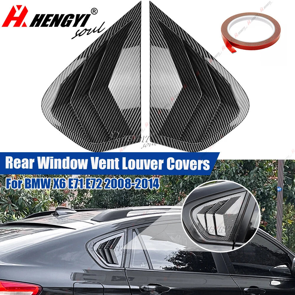 Carbon Look Rear Window Quarter Vent Louver Covers for BMW X6 E71 E72 (2008–2014)