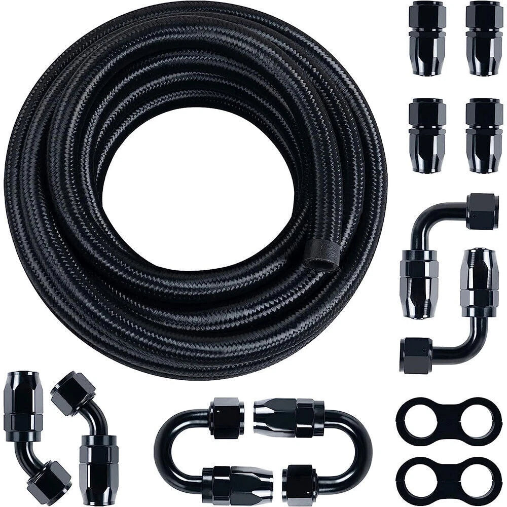Braided Nylon Fuel Line Kit for Universal Vehicles (10FT, AN8)