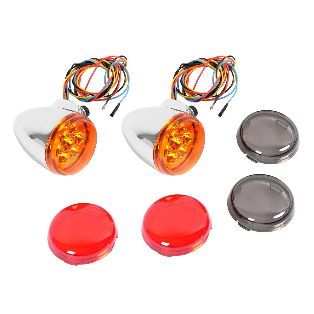 Rear LED Turn Signal Lights with Bracket for Harley Road King FLHX (1994–Up)