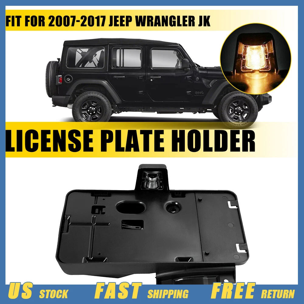 Rear License Plate Mounting Bracket with Light for Jeep Wrangler JK (2007–2017)