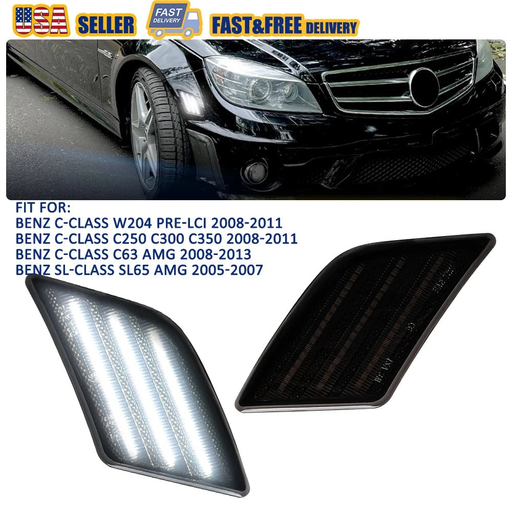 Smoke Lens LED Side Marker Light for Mercedes W204 C300 C350 C63 AMG (2008–2011)