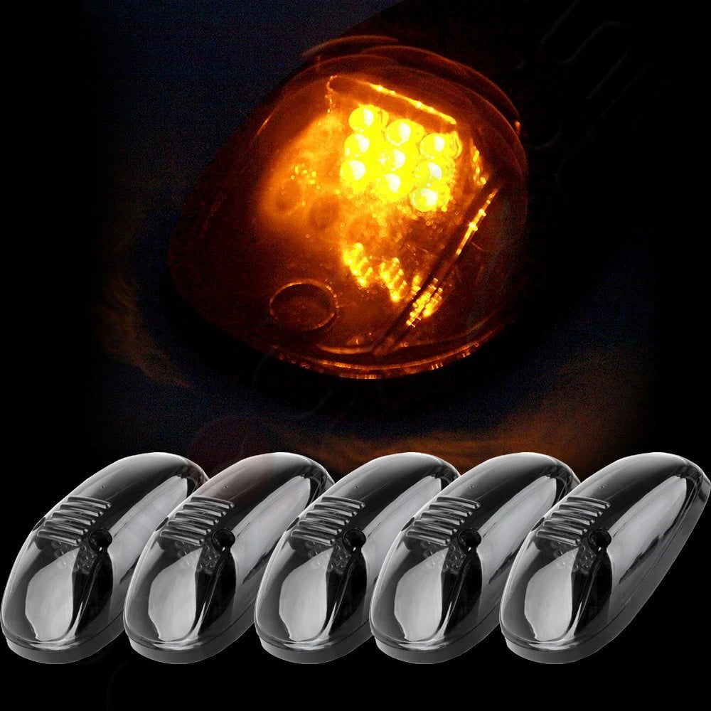 Set of 5 Smoke Amber LED Cab Roof Marker Covers for Dodge Ram 2500/3500/4500