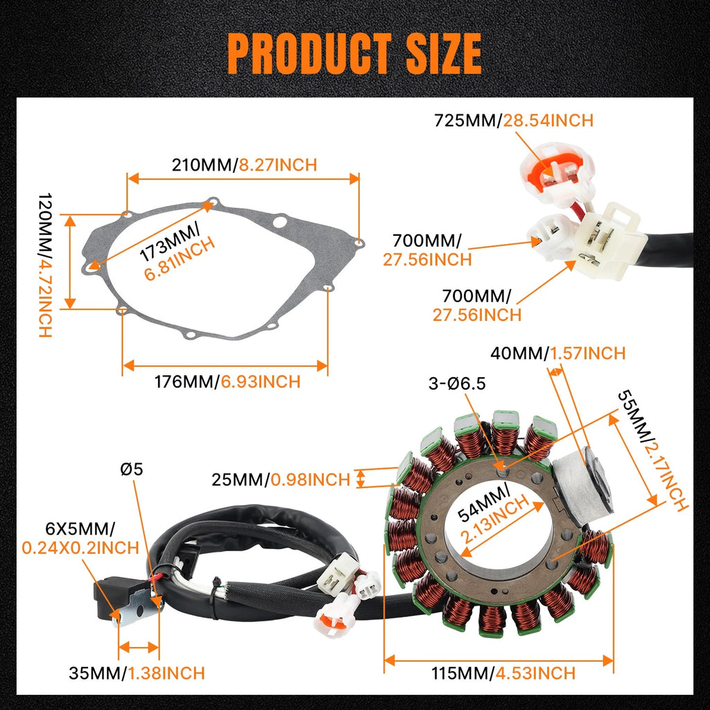 Stator & Gasket for Yamaha Warrior 350 YFM350X (1996–2001) 3HN-85510-10-00