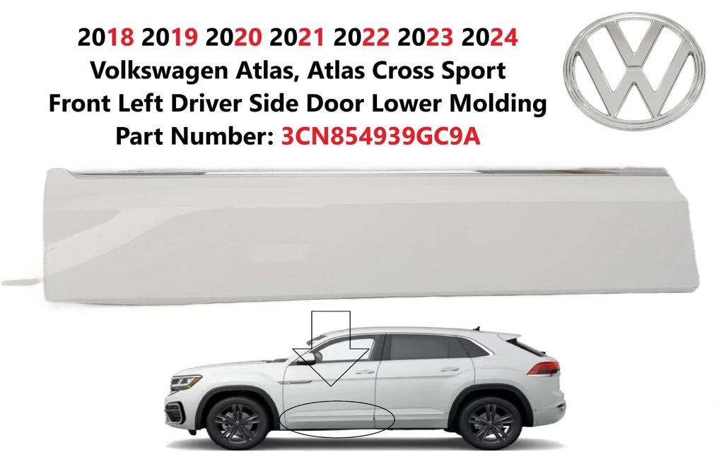 Front Left Side Door Lower Molding for Volkswagen Atlas (2018–2025) 3CN854939GC9A