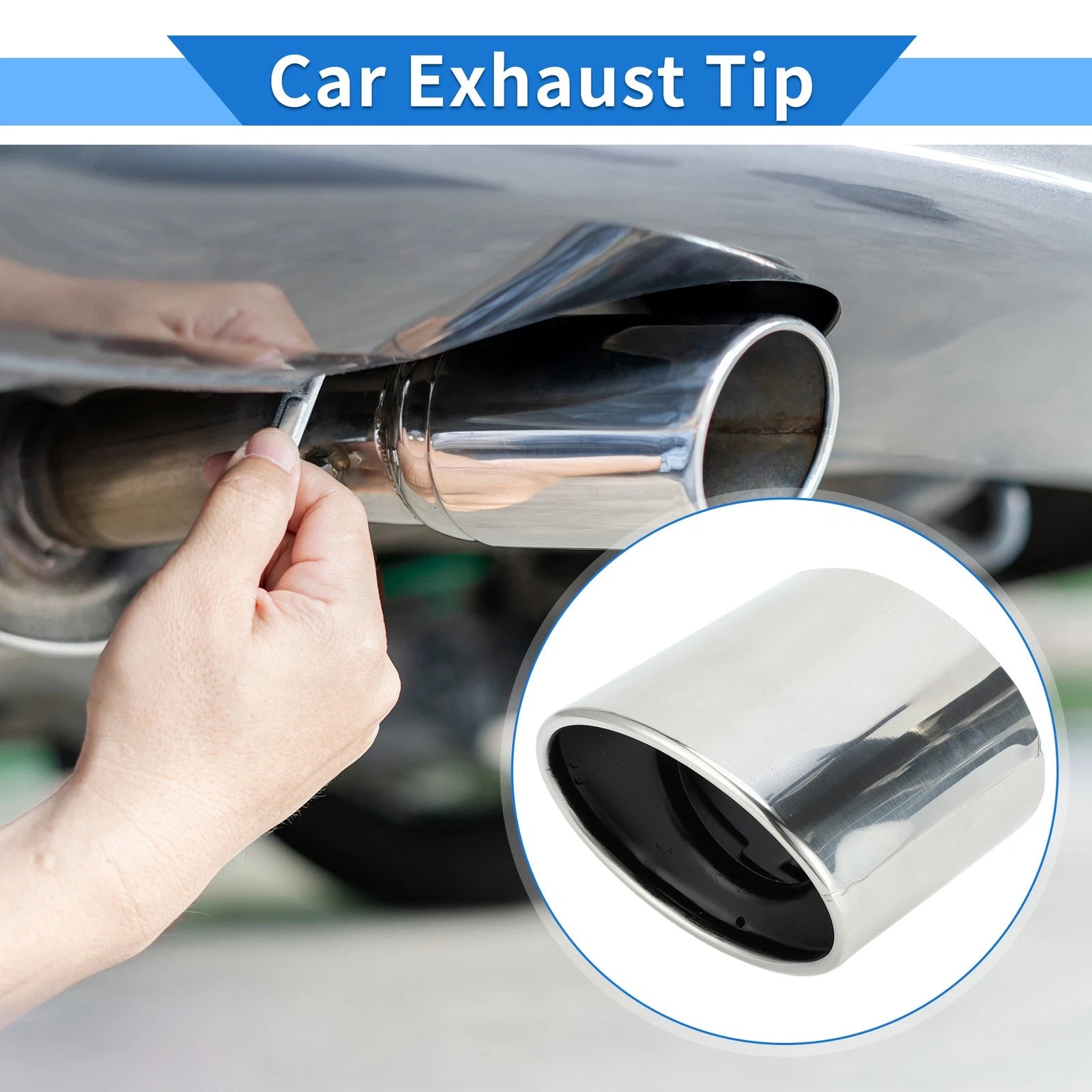 1 Pc Slant Cut Exhaust Tip 4.7" Inlet for Honda Accord (2008–2012) Silver Tone