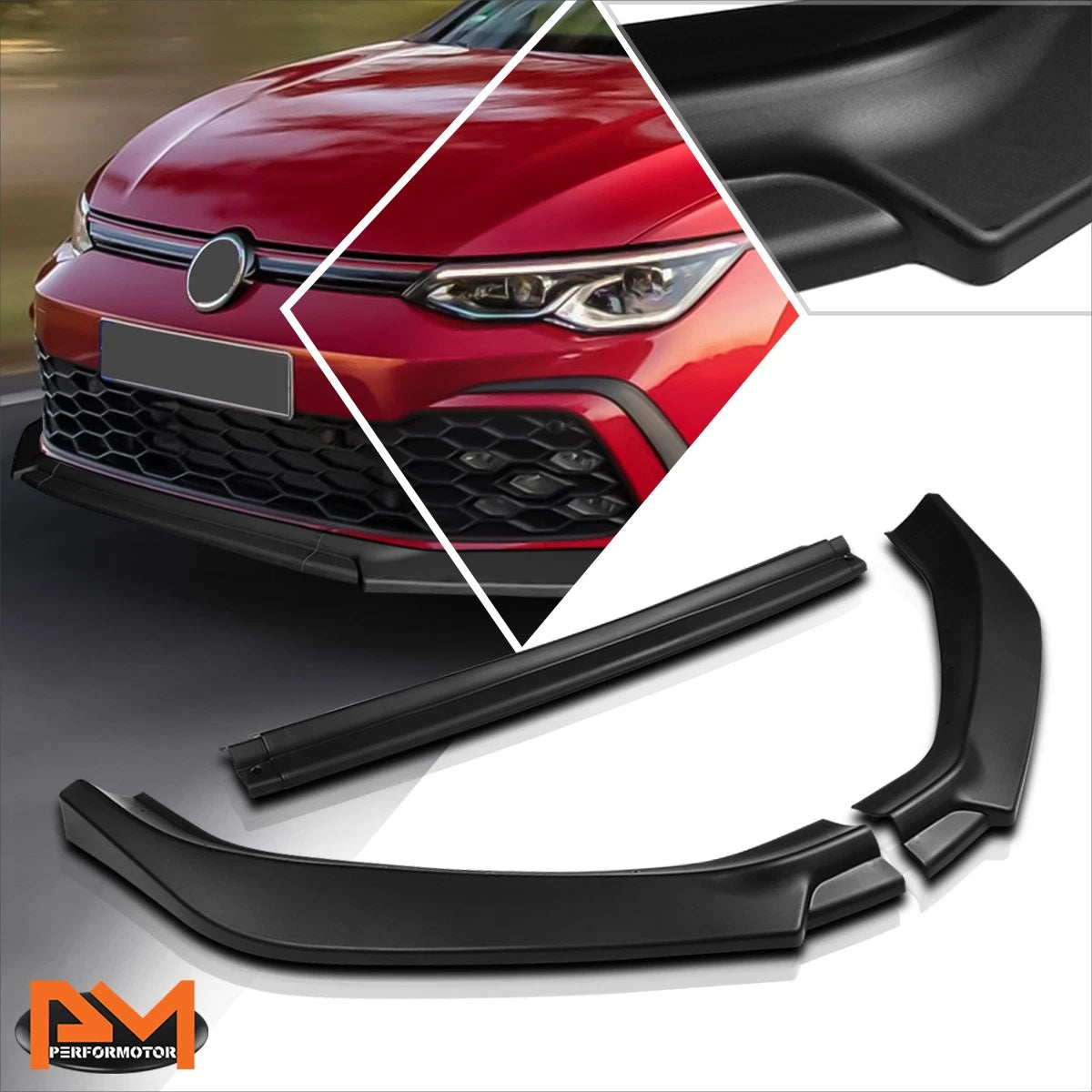 Matte Black Front Bumper Splitter Lip for VW Golf MK7.5 (2018–2021)
