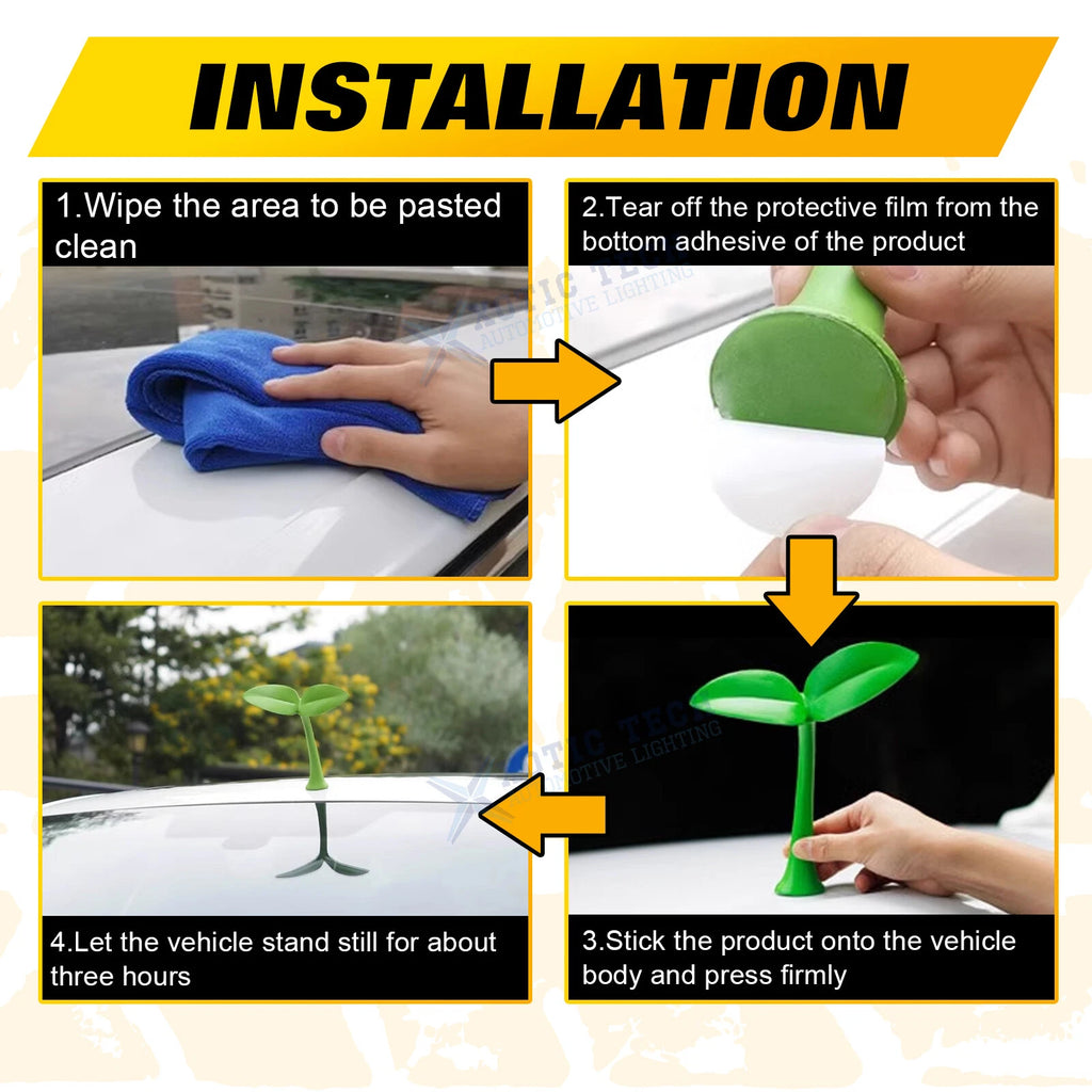 Green Sapling Racing-Style Roof Stickers for Car (Front Rear Bumper)
