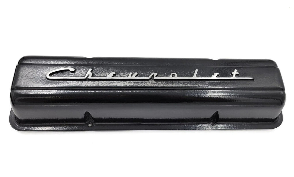 Valve Covers for Chevrolet SBC Small Block Black Script No Holes (1938–1969)