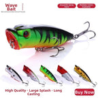 6.5cm 12g Hard Bait Topwater Popper Fishing Lure with 6 Hooks