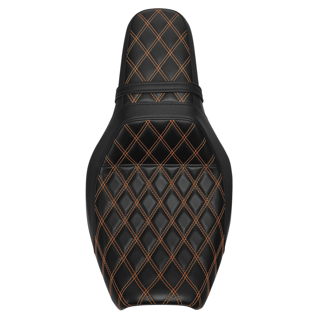 Rider Driver & Passenger Seat for Harley Fat Bob FXFB FXFBS (2018–Present) Black Orange