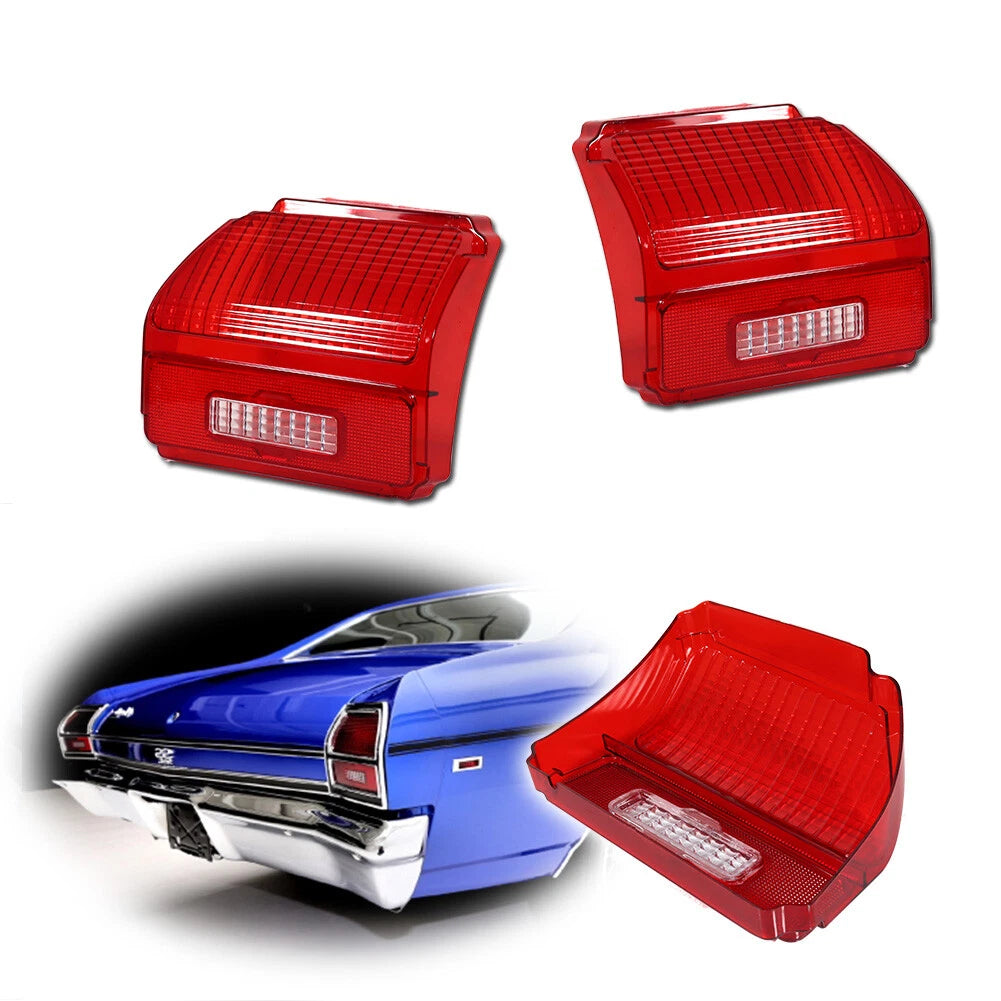 2X Red Tail Light Lenses for Chevy Chevelle Malibu (1969)