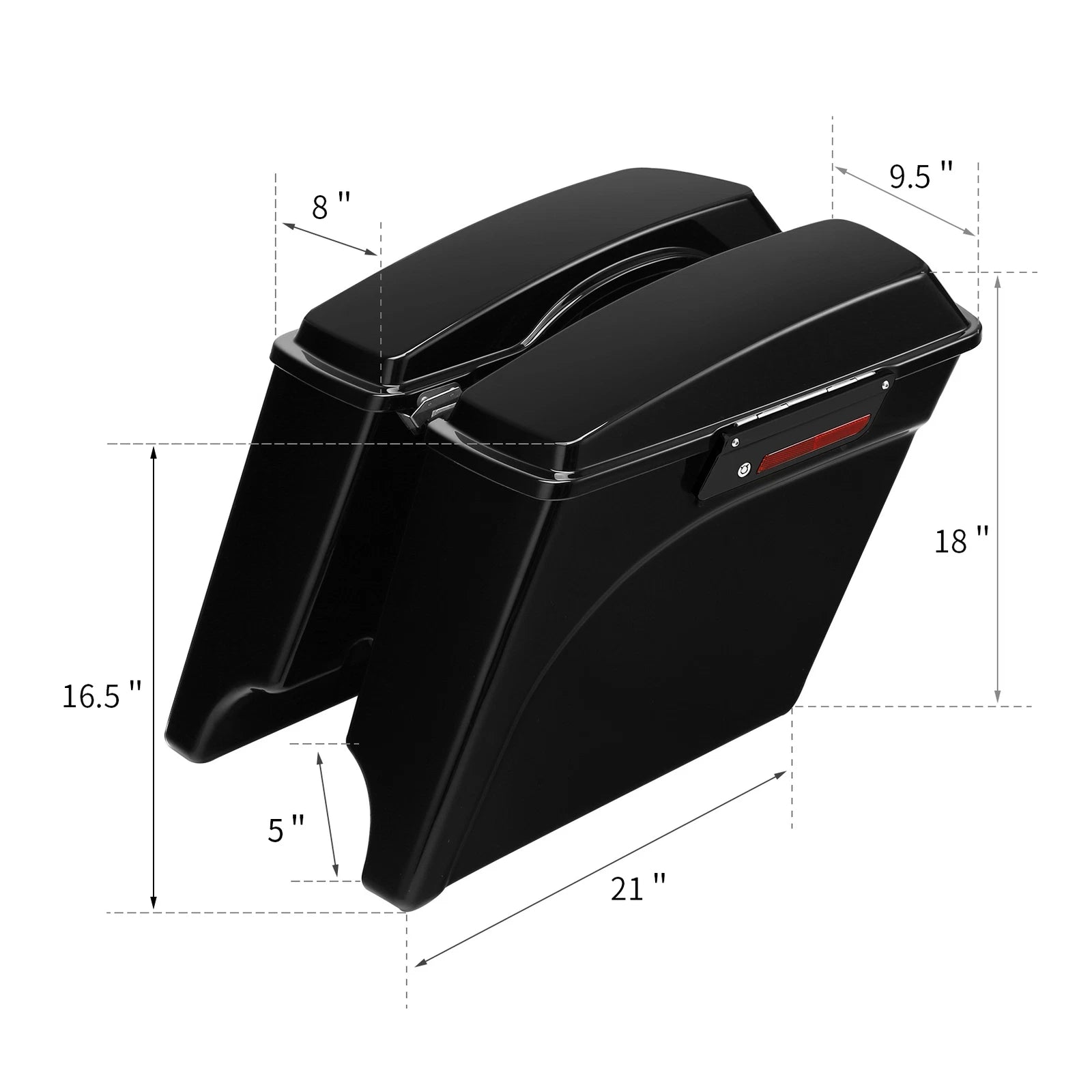 5" Stretched Hard Saddlebags & Conversion Brackets for Harley Softail (1984–2017)