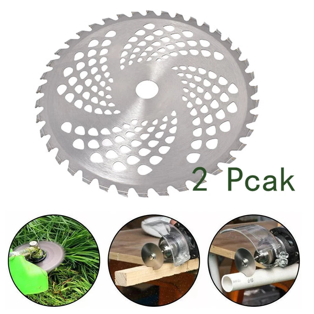 2 Pack 10" x 40T Carbide Tip Brush Blades for Cutter Trimmer Weed Eater