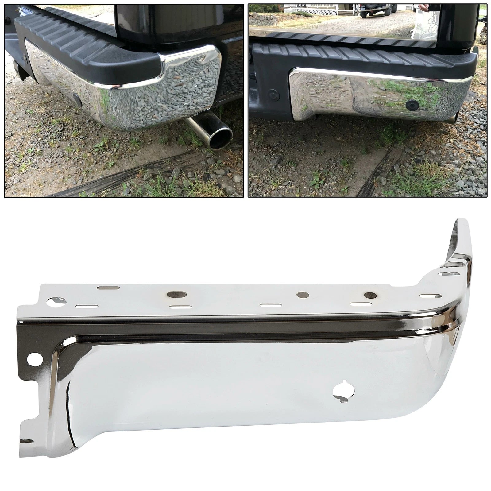 Steel Rear Bumper End Cap for Ford F150 (2009–2014) w/ Sensor Holes, Passenger Side