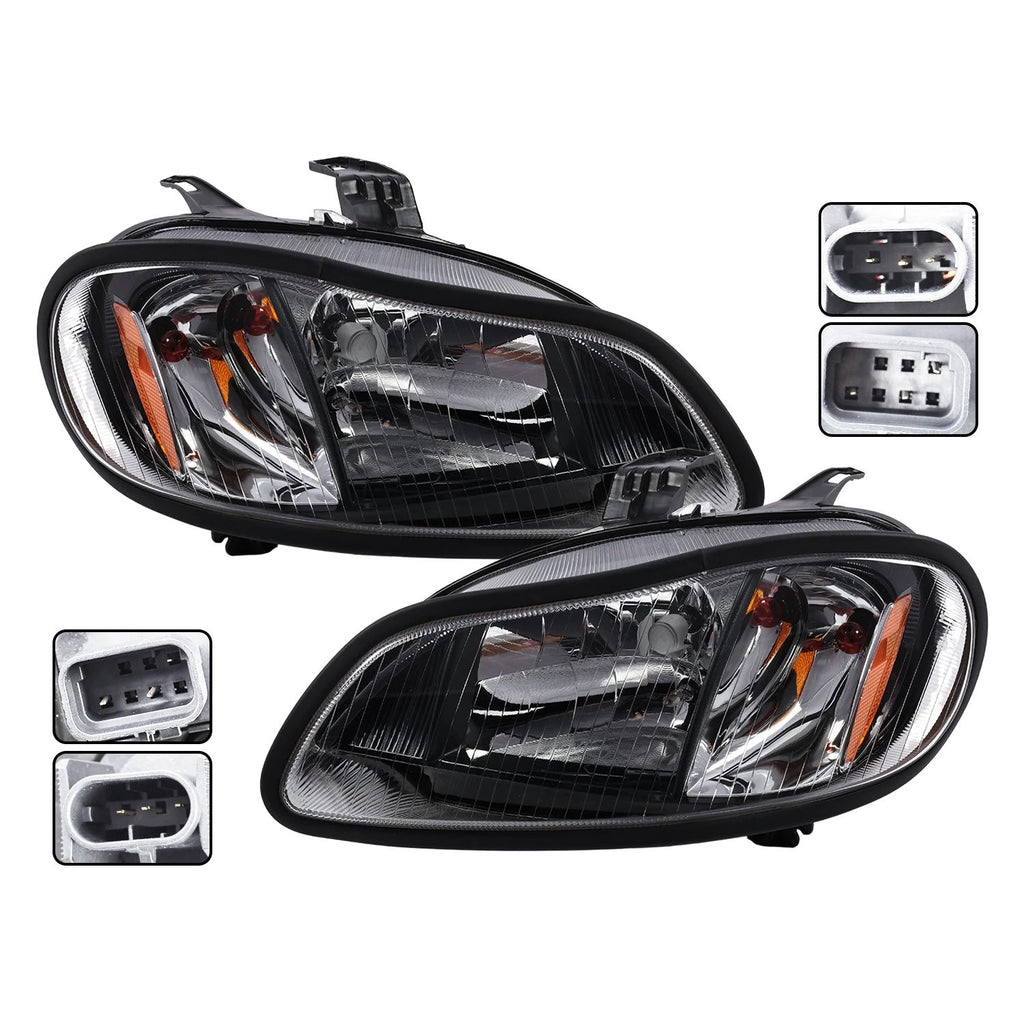 Pair Headlight Assembly w/ Bulbs for Freightliner M-2 M2 (2002–2018)