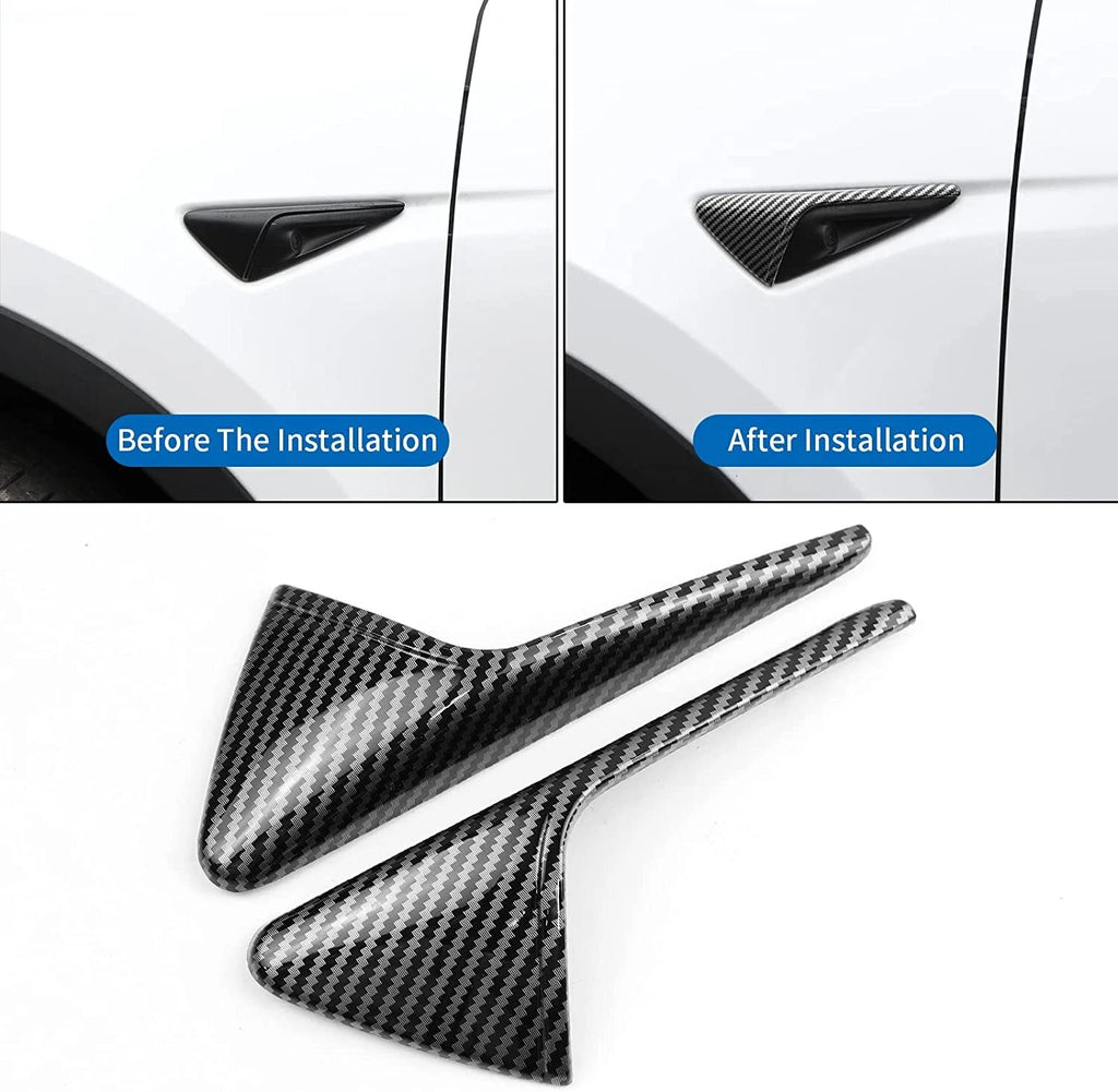 Carbon Fiber Style Side Fender Camera Vent Covers for Tesla Model 3 S X Y