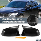 Pair Rearview Mirror Cover Cap Gloss Black for BMW 5 6 7 Series (F01 F02 F03)