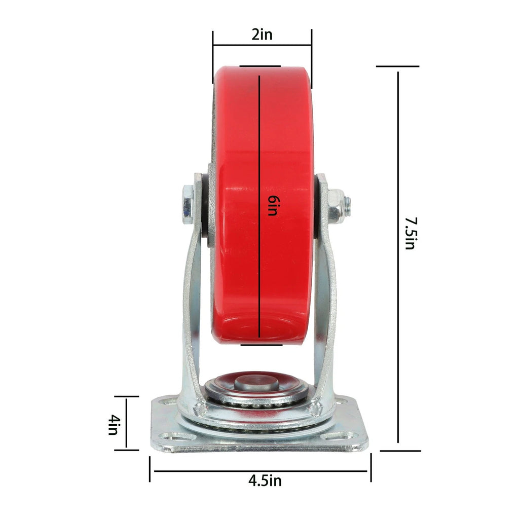Set of 4 Heavy Duty 6" Swivel Caster Wheels (Industrial)
