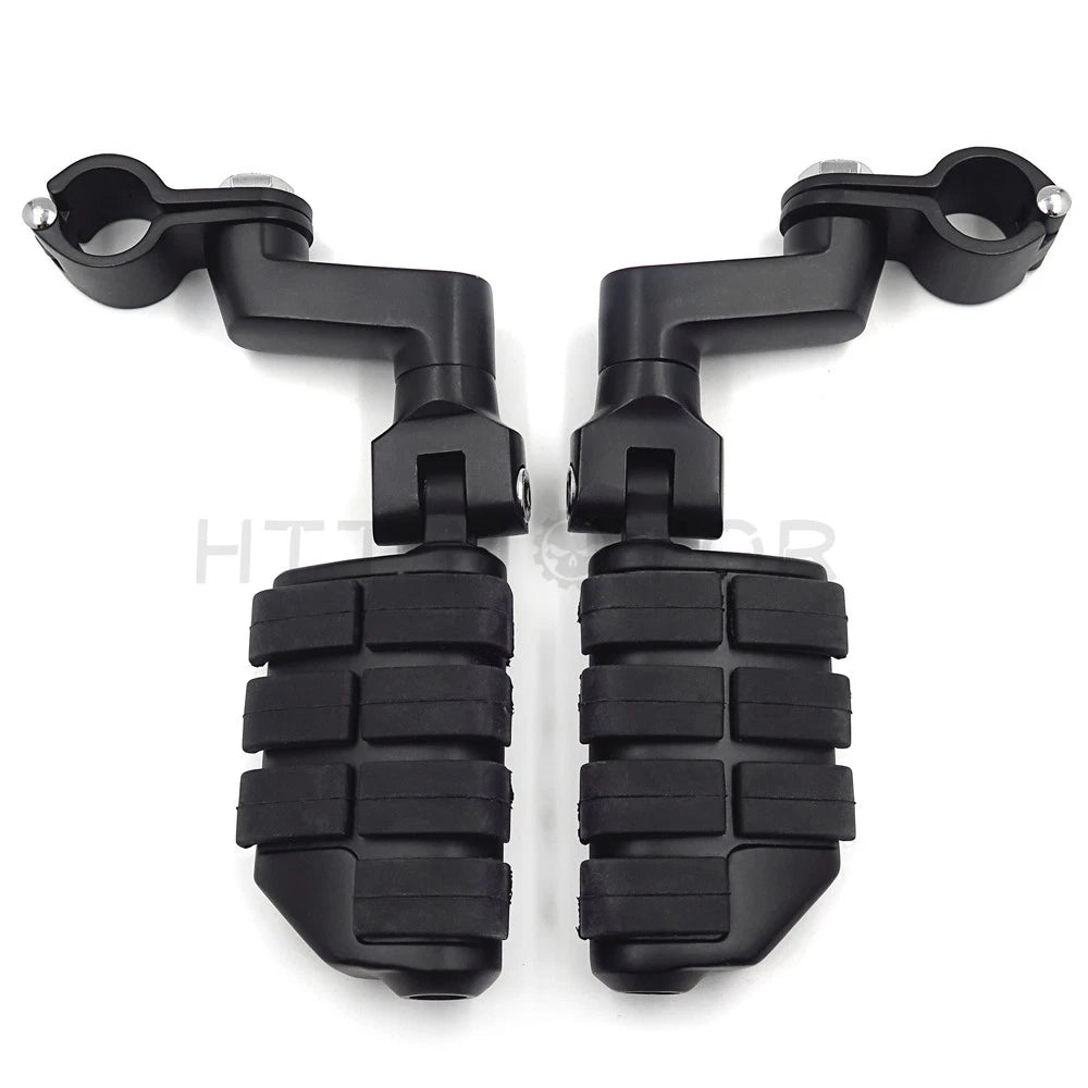 Offset 1" Wing Foot Pegs Clamps for Harley Suzuki Kawasaki