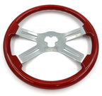Steering Wheel 4-Spoke Slotted Red 3 Hole for Peterbilt Kenworth (2018–2024)