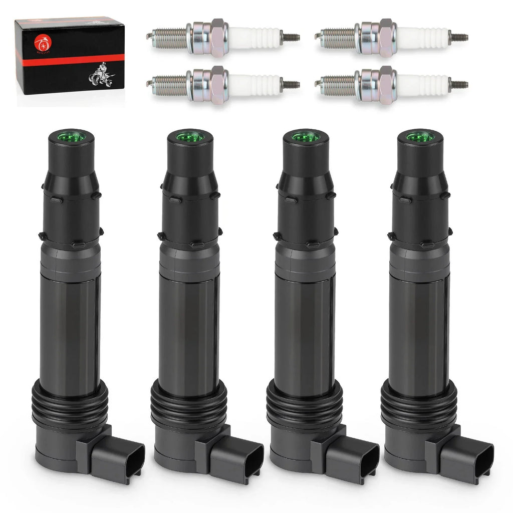4Pcs Ignition Coils & Iridium Spark Plugs for Kawasaki ZX-6R (1995–2010)