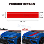Red KK Vinyl Front Hood Bumper Fender Trunk Stripe Stickers Decals (2010-2020)