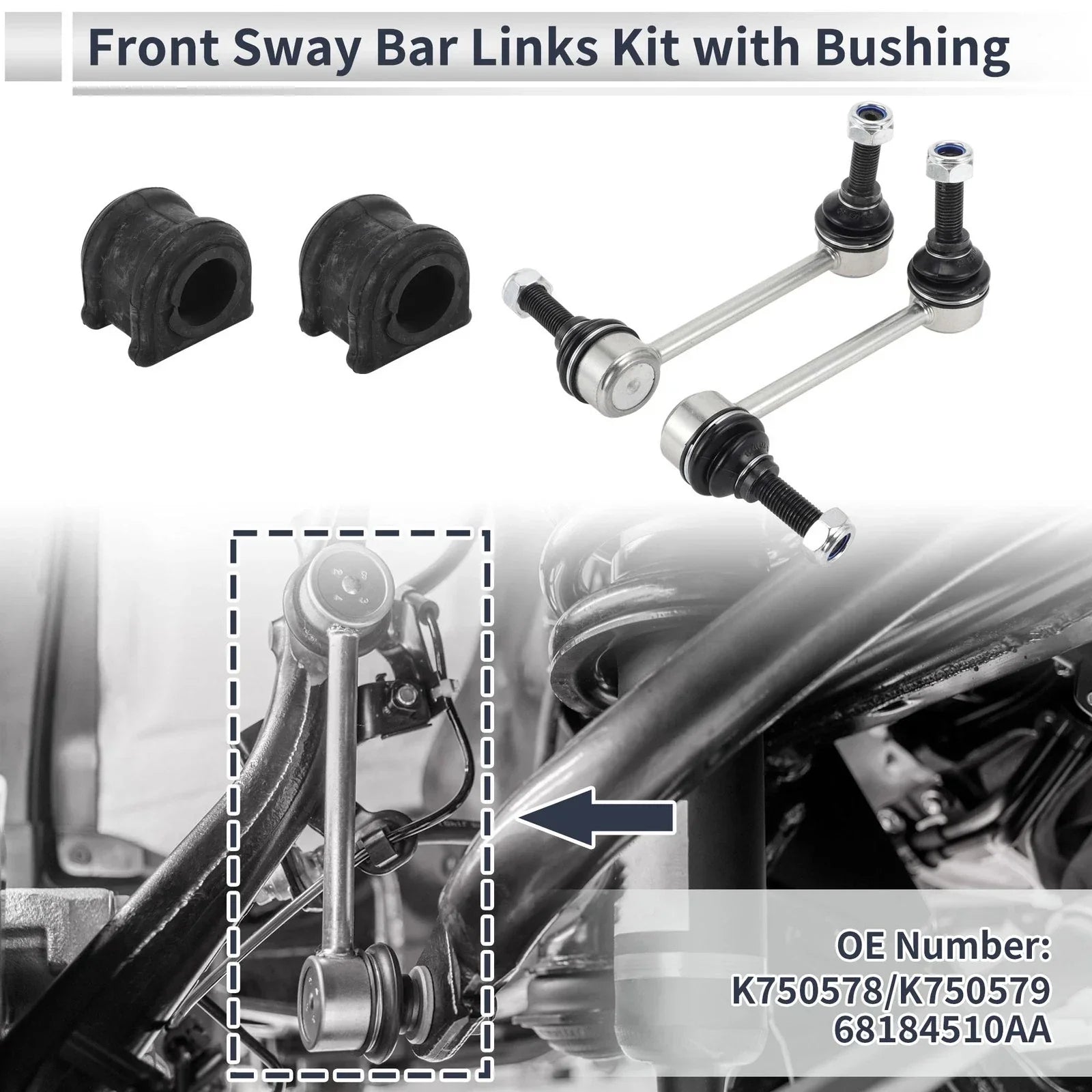 Front Stabilizer Bar Links 2 x Pcs Bushing for Jeep Grand Cherokee (1999-2004)