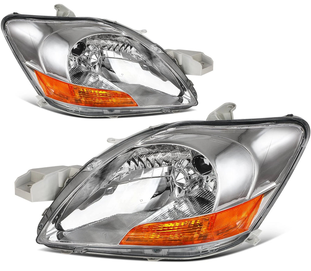 2X Headlight Assembly for Toyota Yaris (2007–2011) - Chrome Amber