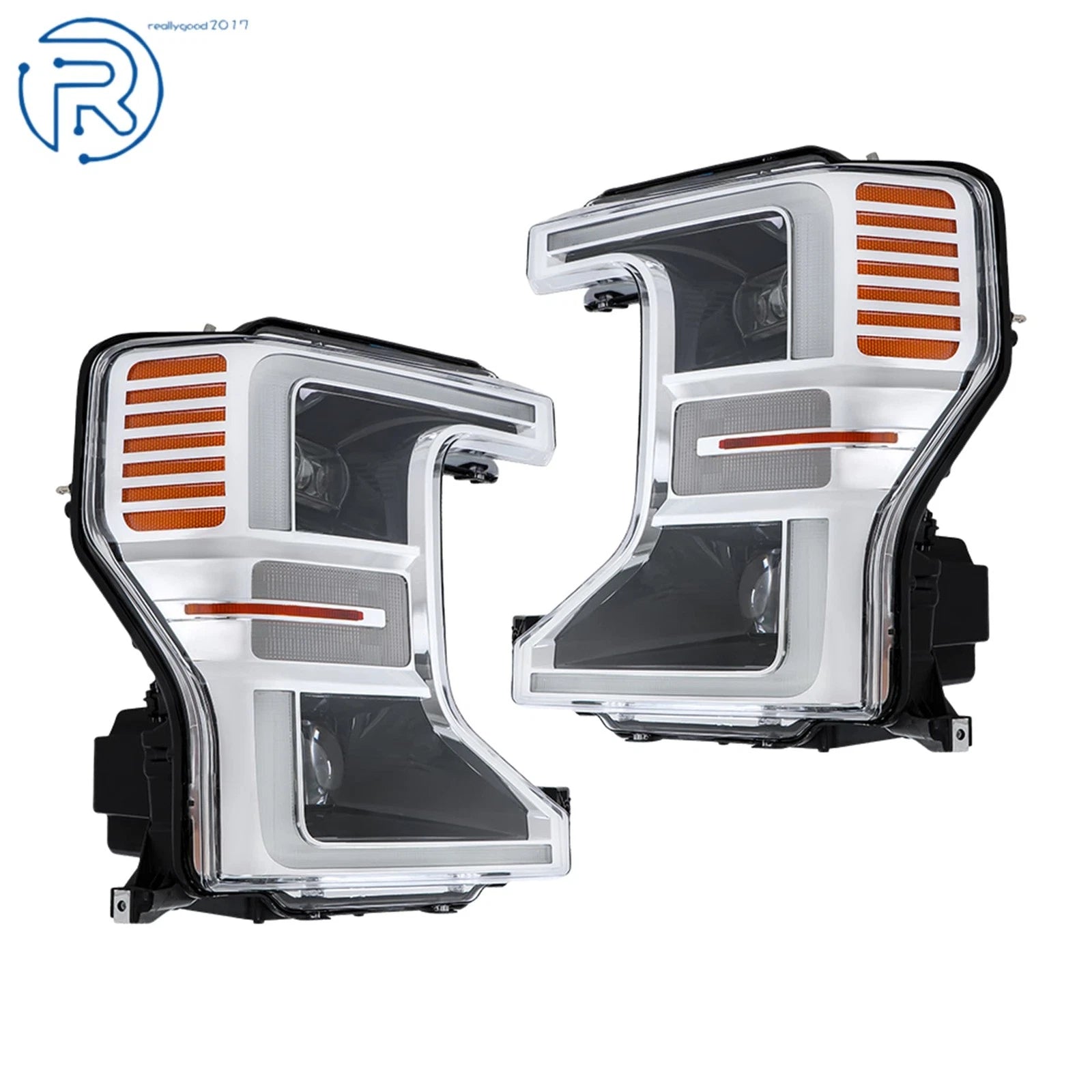 2X Chrome LED Headlamps for Ford F250 F350 Super Duty (2020–2022)