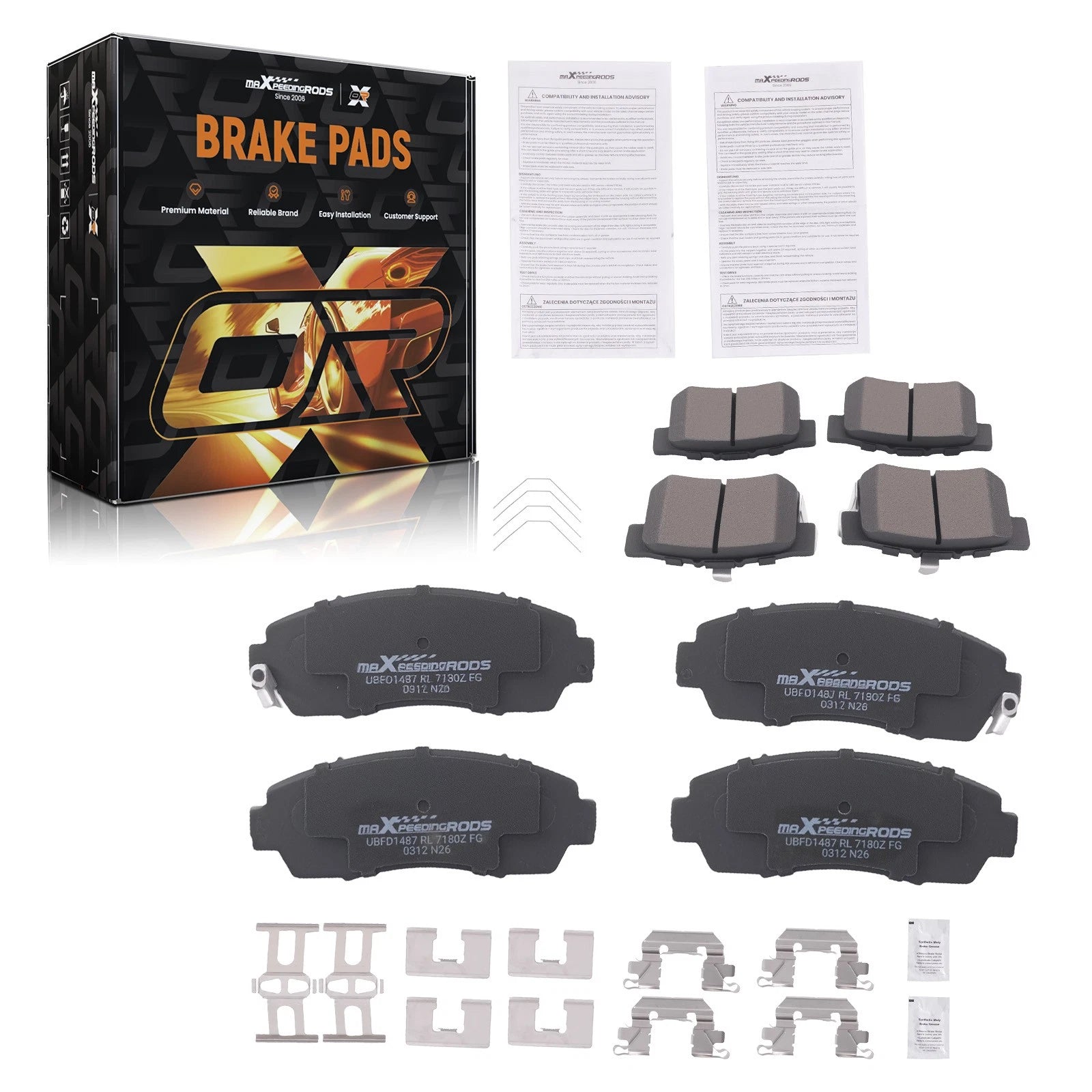 8pcs Ceramic Brake Pads Kit for Honda CR-V/Crosstour (2012–2016)