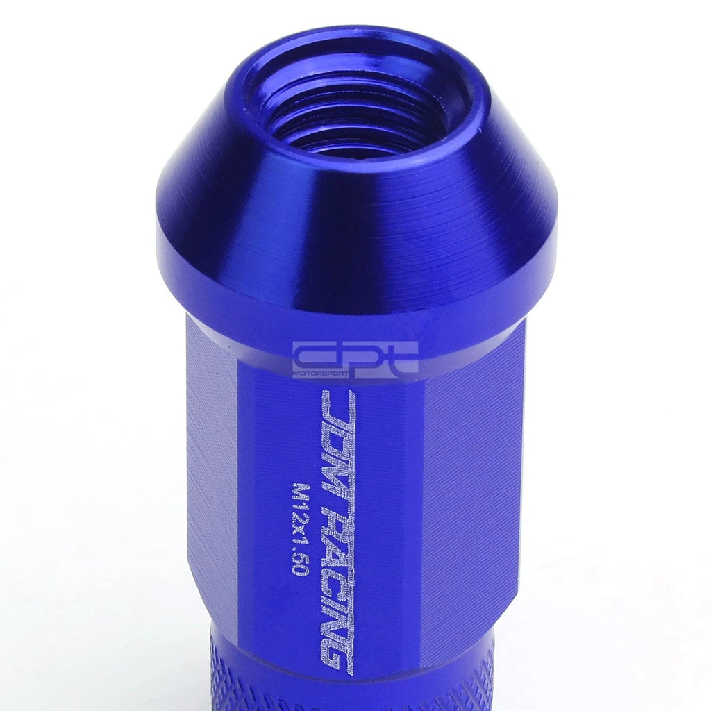 20 PCS Open End M12x1.5 50mm Tall Blue Aluminum Lug Nuts + Adapter
