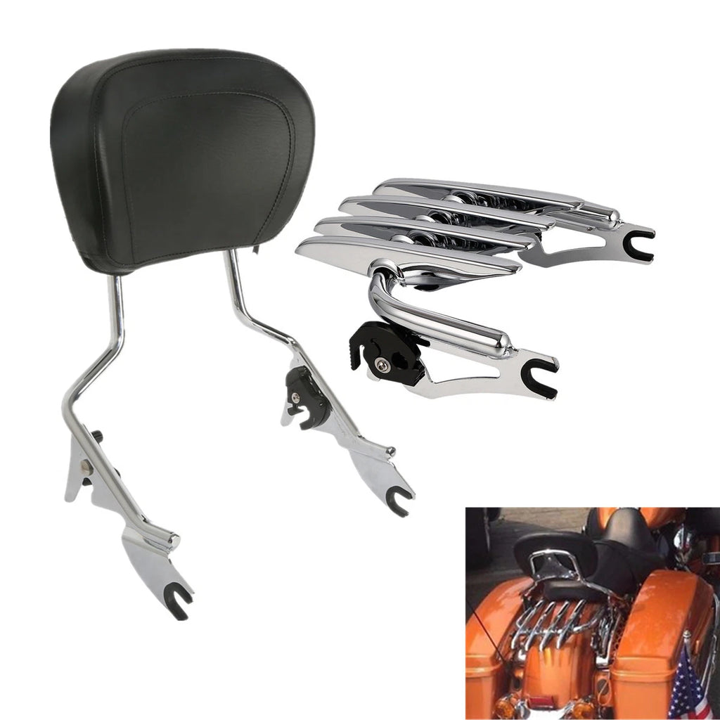 Sissy Bar Backrest Luggage Rack for Harley Touring Road Glide (2009–2025)