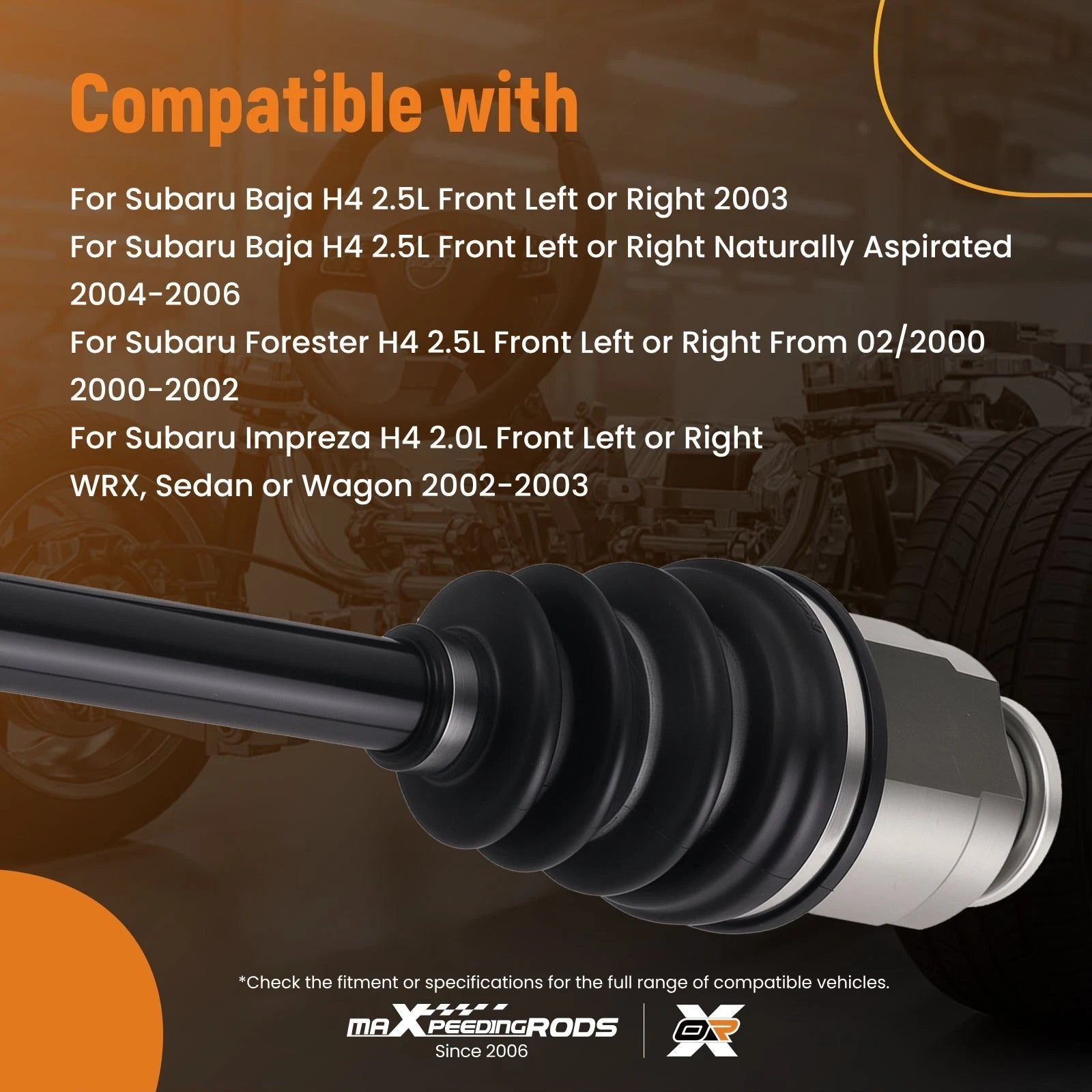 Front CV Axle Shafts for Subaru Impreza Legacy Outback Baja Forester (1993–2015)
