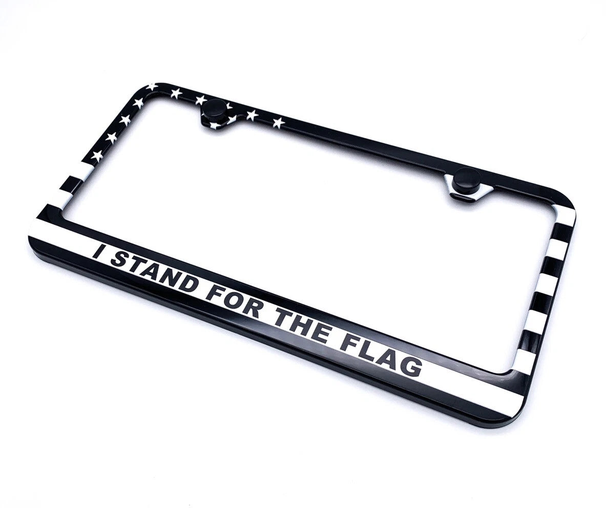 Plastic License Plate Frame American Flag Script for Ford Toyota Chevrolet (Any Year–Any Year)