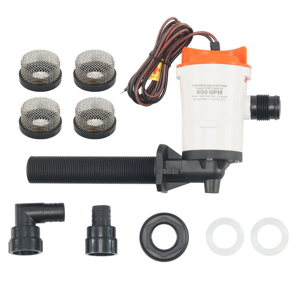 800GPH 12 Volt Boat Pump with 4 Stainless Steel Strainers