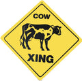 Caution XING Crossing Sign for Dairy Cow Farm (Plastic)