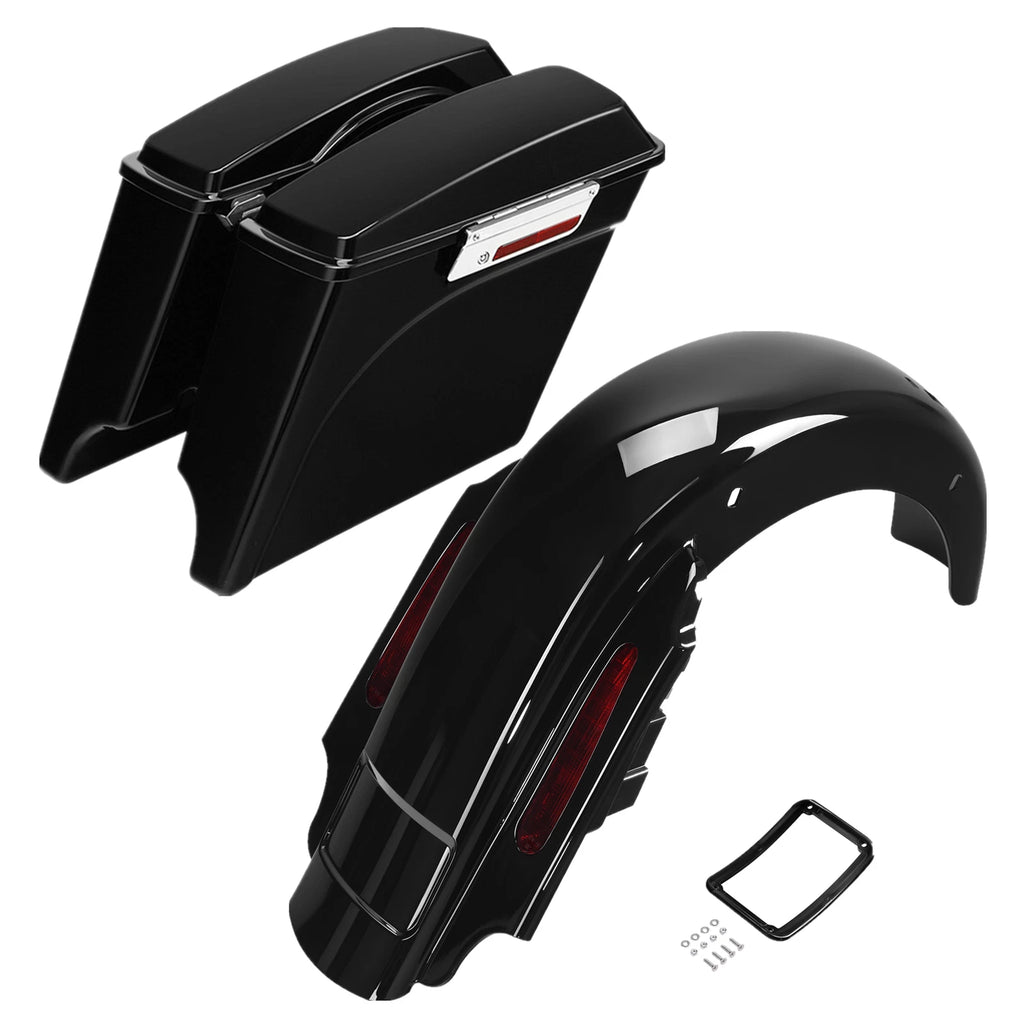 Stretched Hard Saddlebags LED Rear Fender System for Harley Touring (1993–2008)