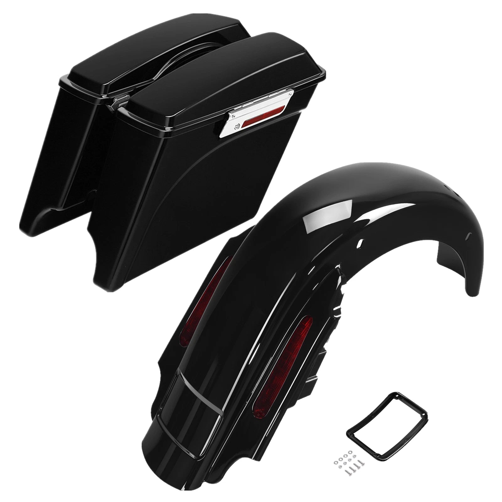 Stretched Hard Saddlebags LED Rear Fender System for Harley Touring (1993–2008)