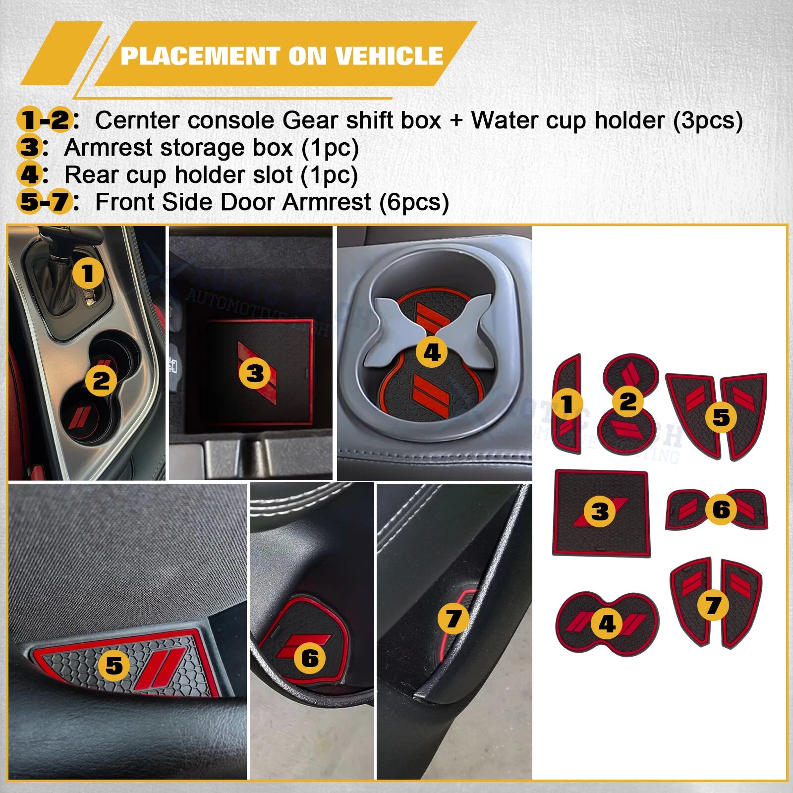 Soft Red Car Interior Anti-Dust Mats Accessories for Dodge Challenger (2015-2023)