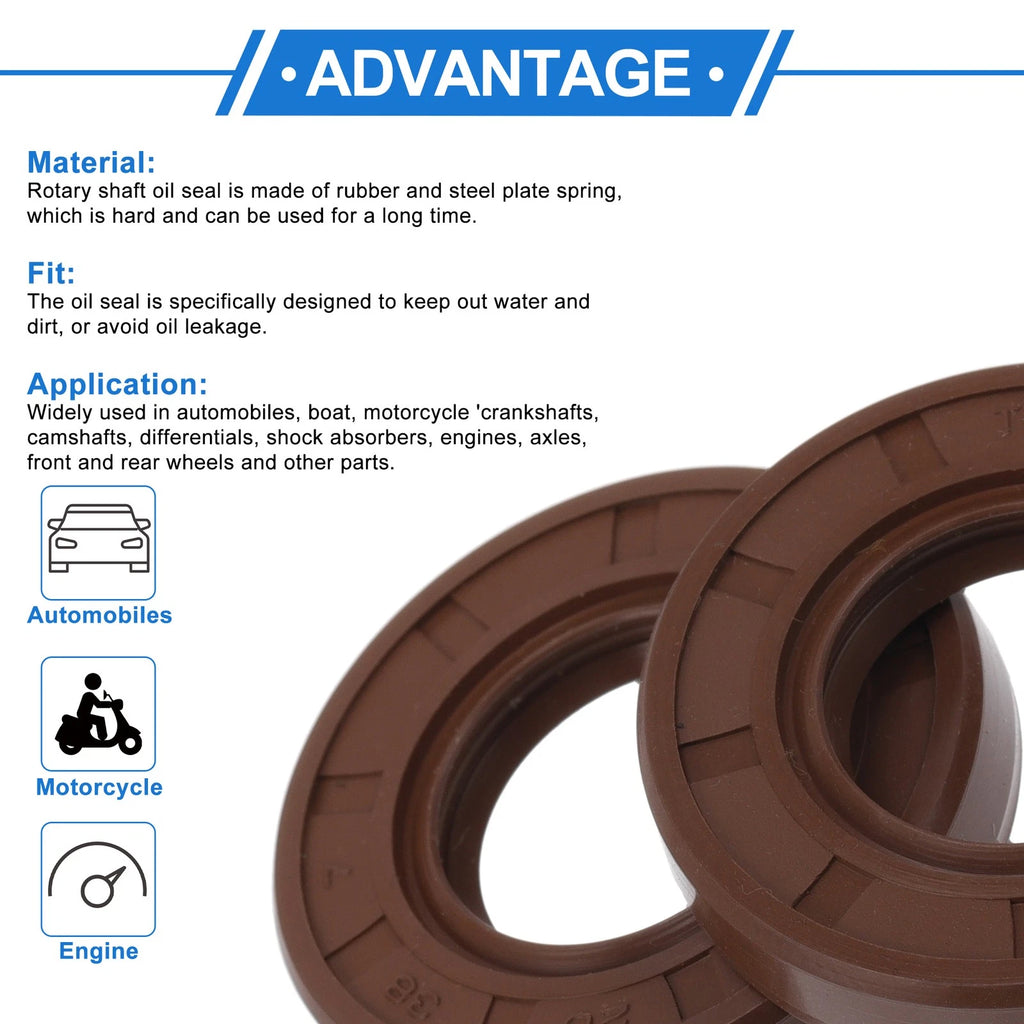 2X Oil Seal Rotary Shaft Seal   20x38x7mm FKM Rubber